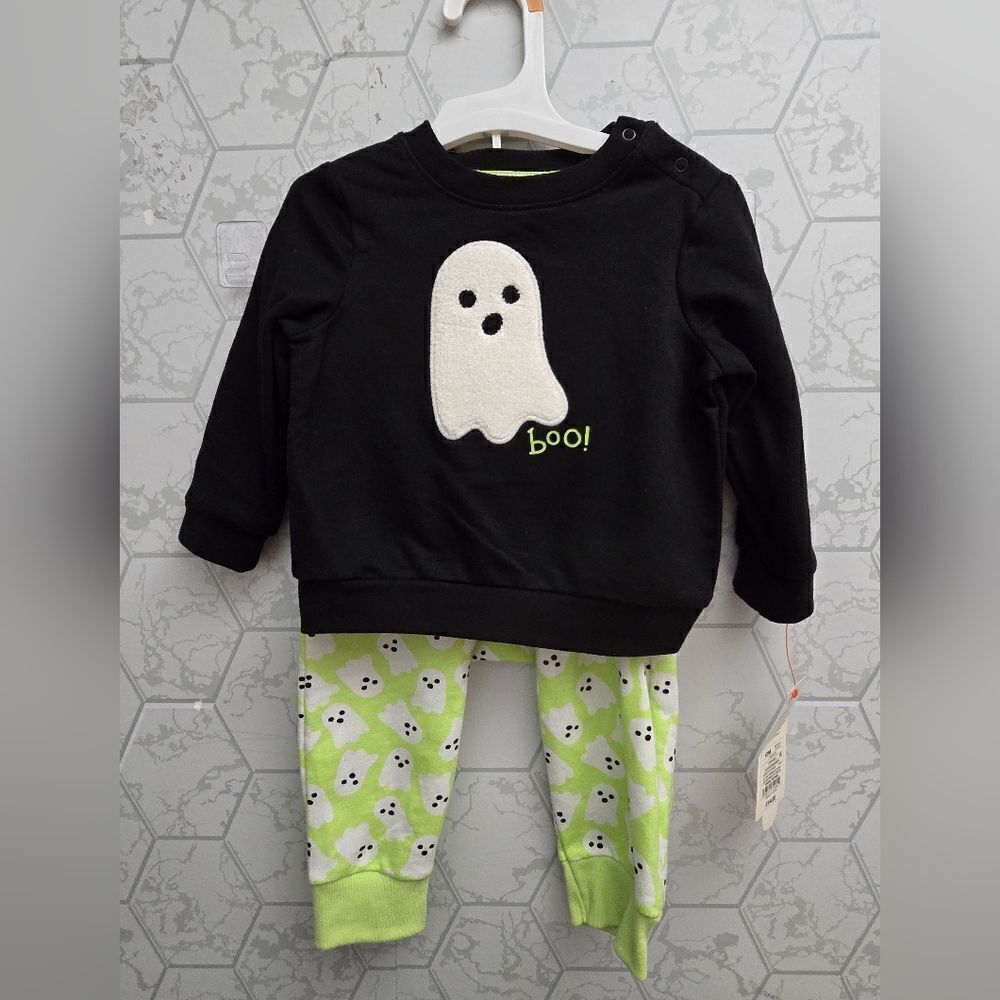 Baby Cat & Jack Halloween Ghost Graphic Long Sleeve Sweatshirt 2pc set
